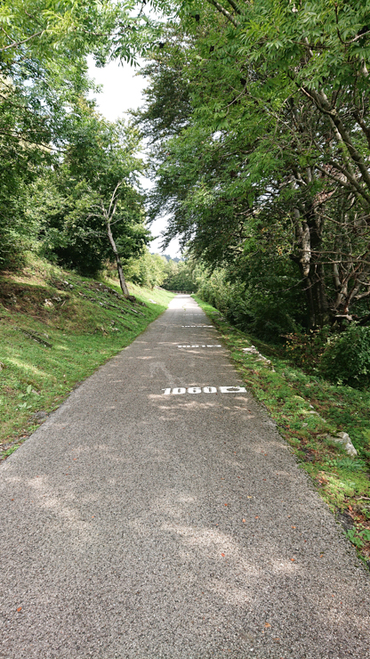 Para mayor suplicio del ciclista, en el muro di Sormano cada metro de ascenso está pintado